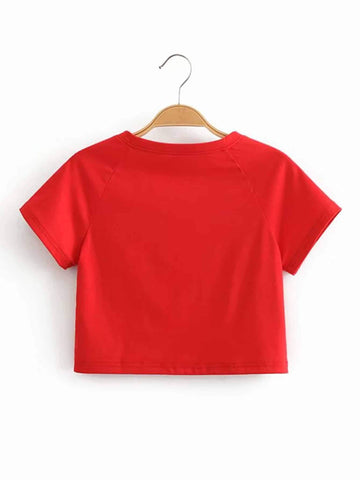 Letter Print Crop Tee