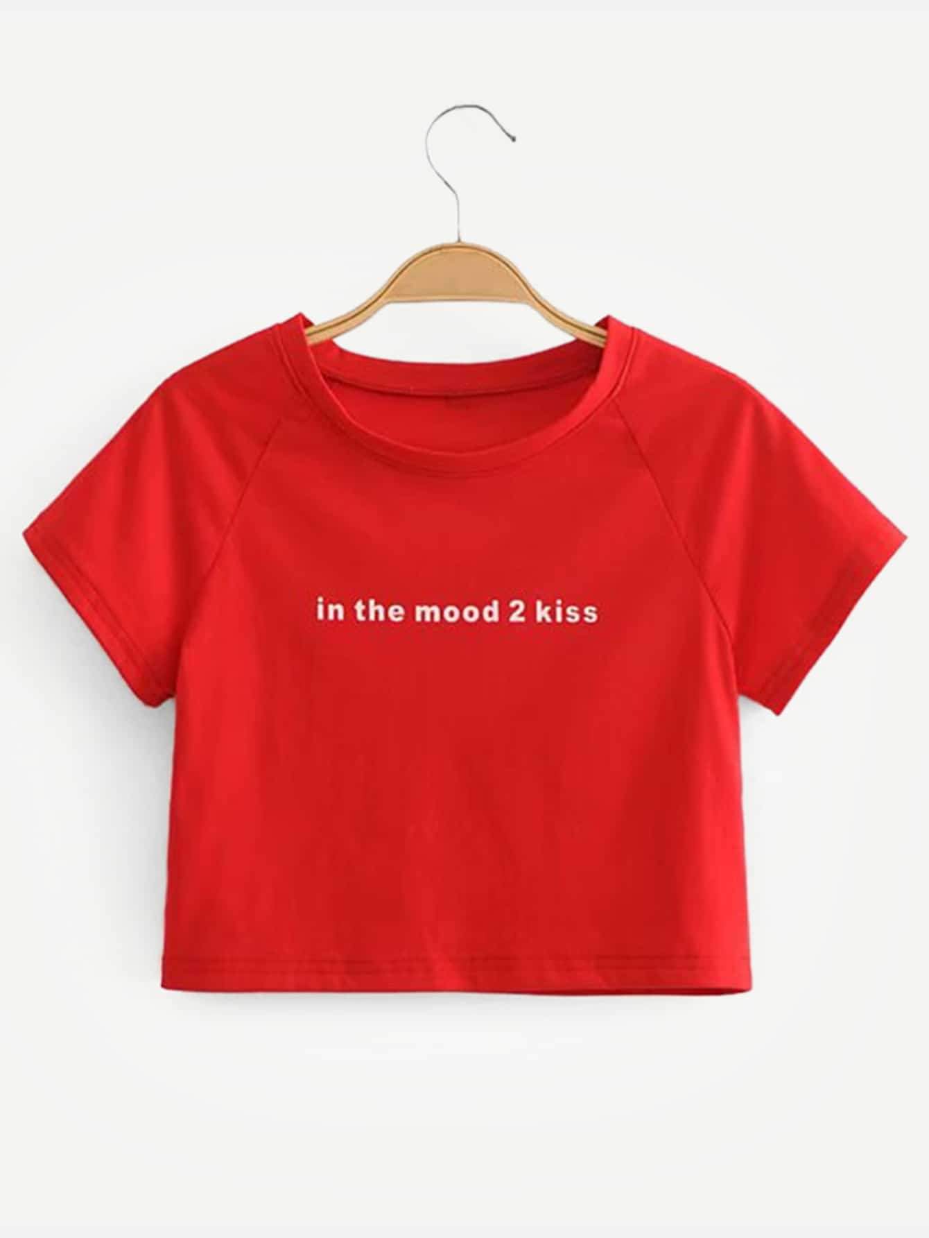 Letter Print Crop Tee