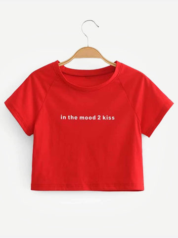 Letter Print Crop Tee