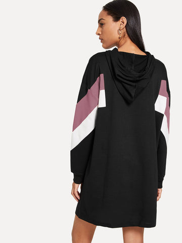 Cut & Sew Hooded Sweat Dress