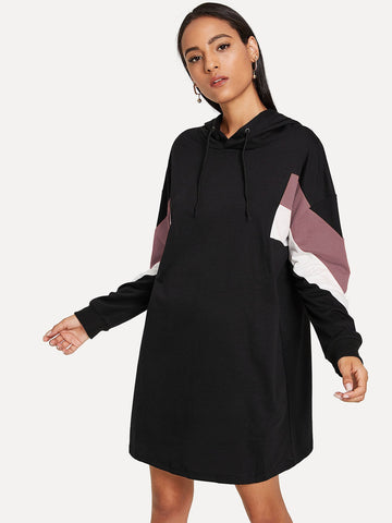 Cut & Sew Hooded Sweat Dress