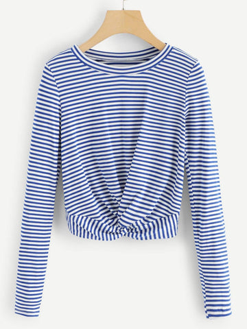 Twist Hem Striped Tee