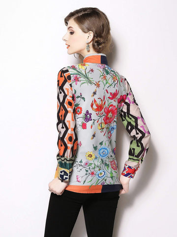 Flower Print Single Breasted Shirt