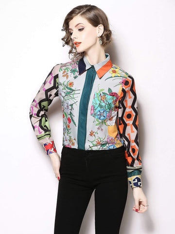 Flower Print Single Breasted Shirt