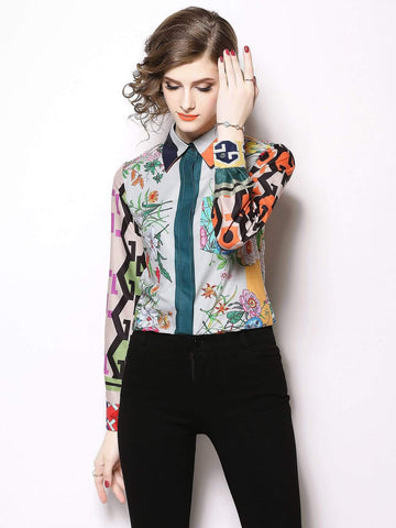 Flower Print Single Breasted Shirt