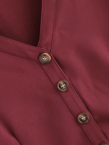 Ruffle Hem Single Breasted Blouse