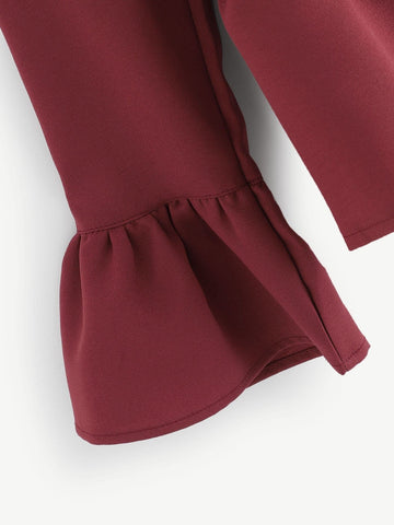 Ruffle Hem Single Breasted Blouse