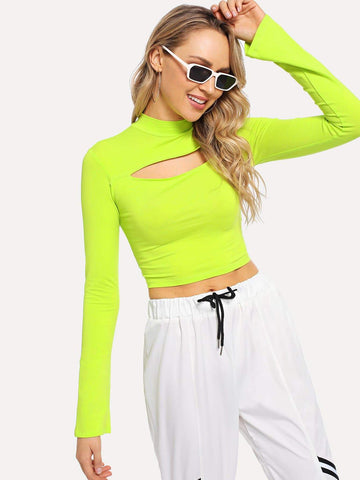 Neon Lime Cut Out Crop Tee