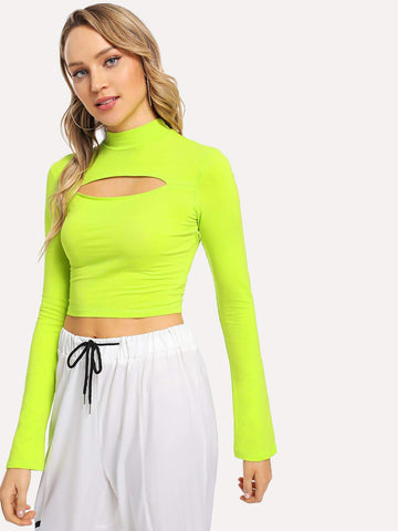 Neon Lime Cut Out Crop Tee