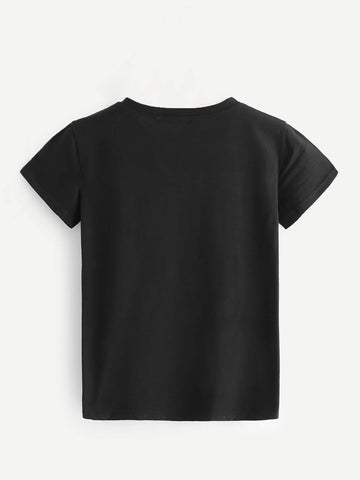 Unicorn Print Cuffed Tee