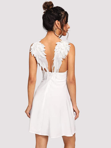 Contrast Wing Back Cami Skater Dress