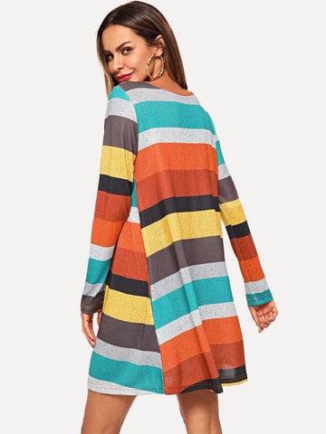 Colorful Striped Knit Dress