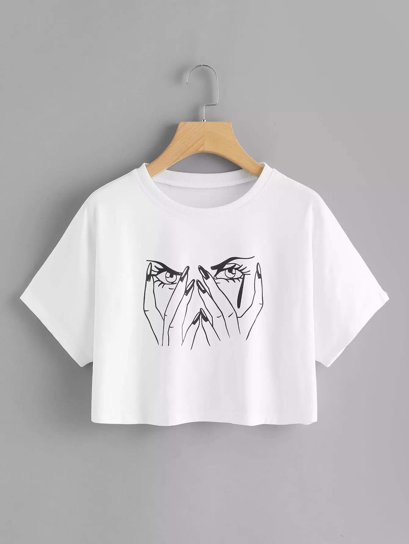 Face Print Crop Tee
