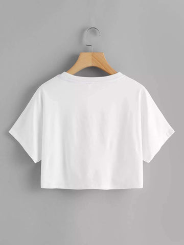 Face Print Crop Tee