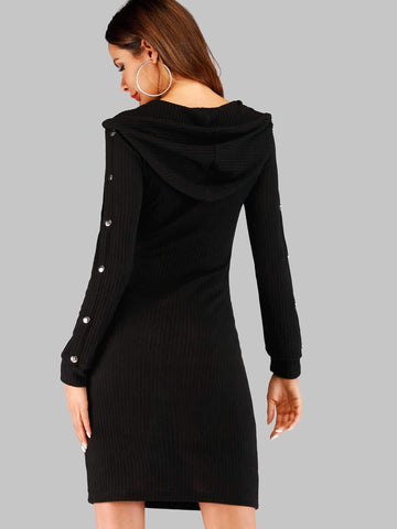 Letter Tape Hooded Jumper Dress