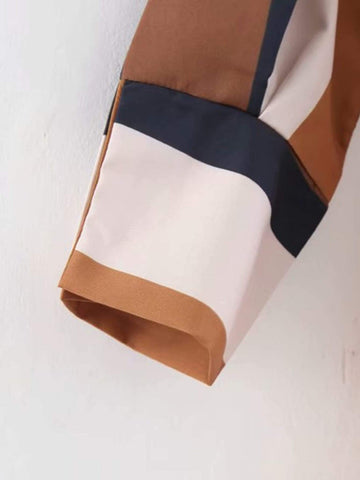 Tie Neck Striped Dip Hem Blouse