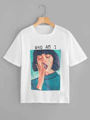 Figure And Letter Graphic Tee