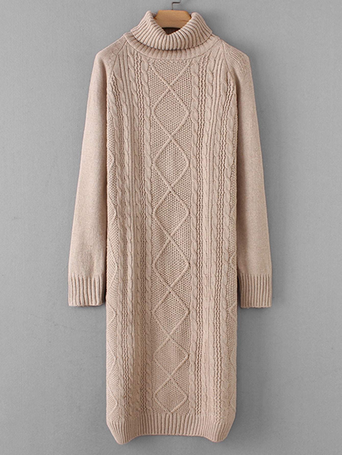Cable Knit Raglan Sleeve Jumper Dress