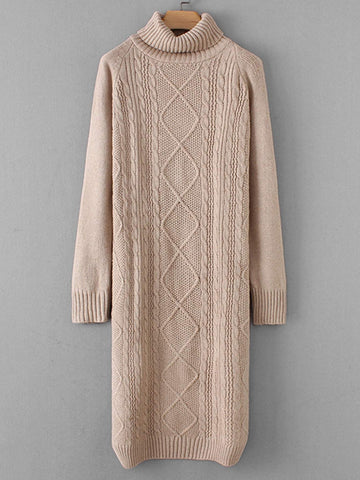 Cable Knit Raglan Sleeve Jumper Dress