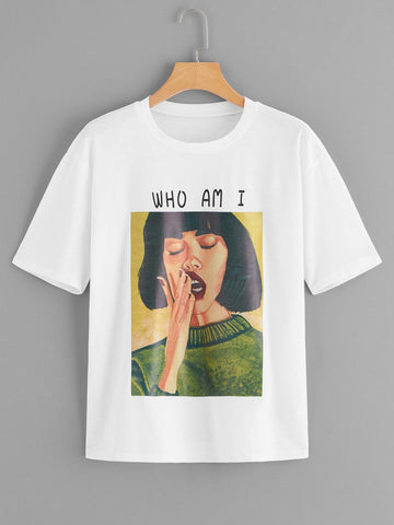 Figure And Letter Graphic Tee