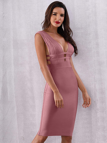 Adyce Cut Out Plunging Neck Bodycon Dress