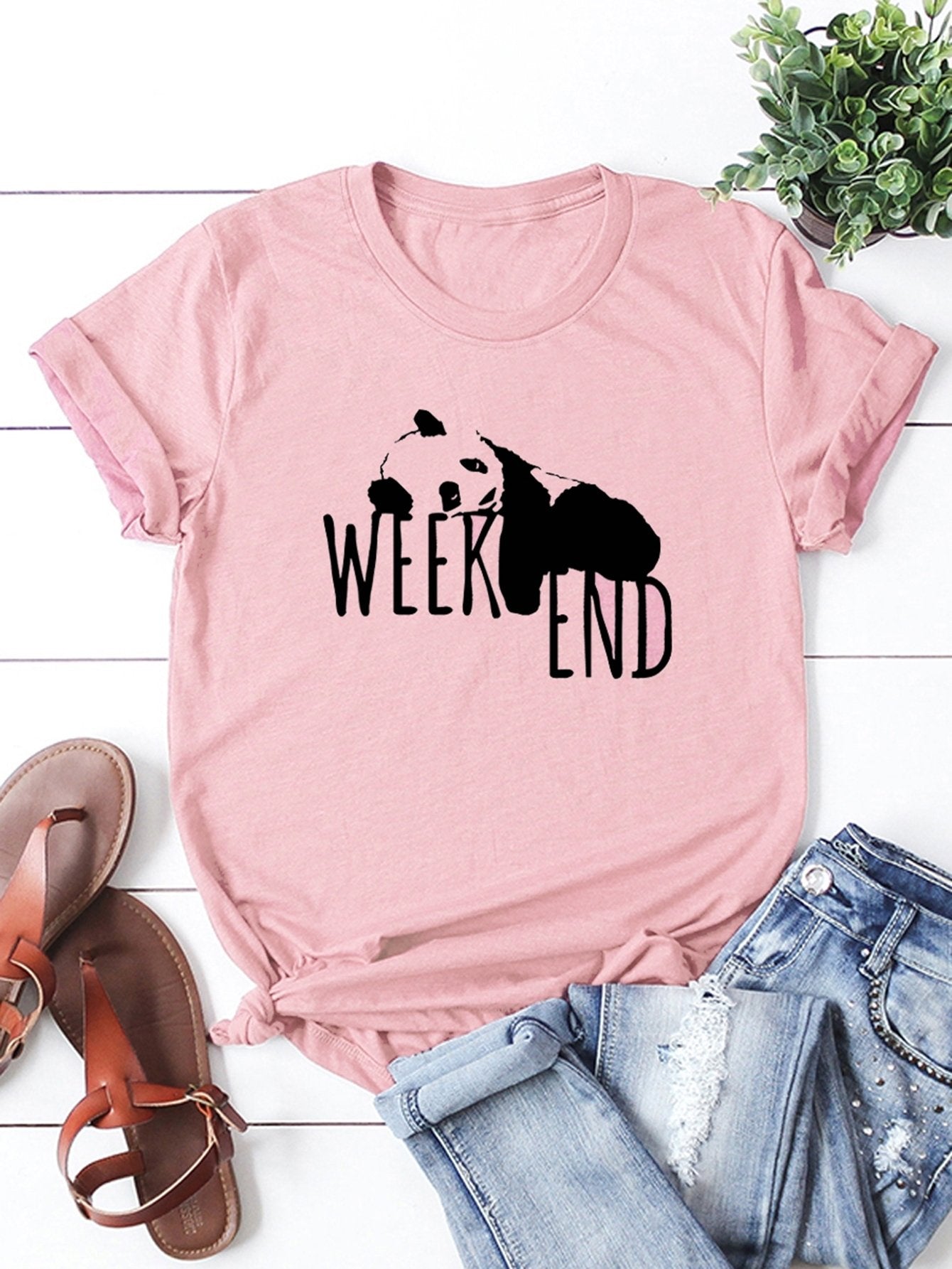 Letter And Panda Graphic Tee