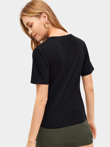 Contrast Sequin And Leopard Tee