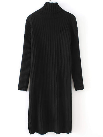 High Neck Rib Knit Jumper Dress