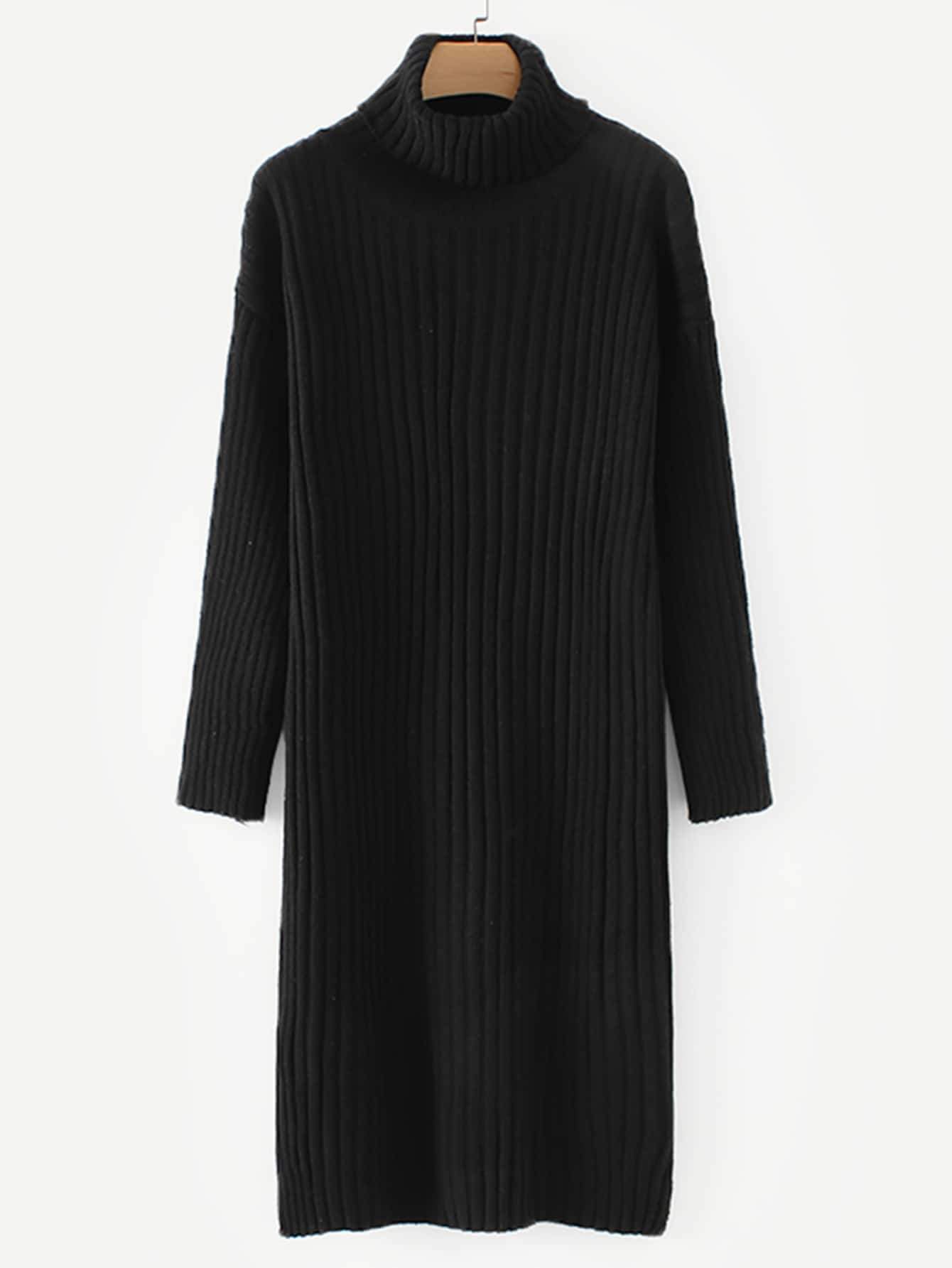High Neck Rib Knit Jumper Dress