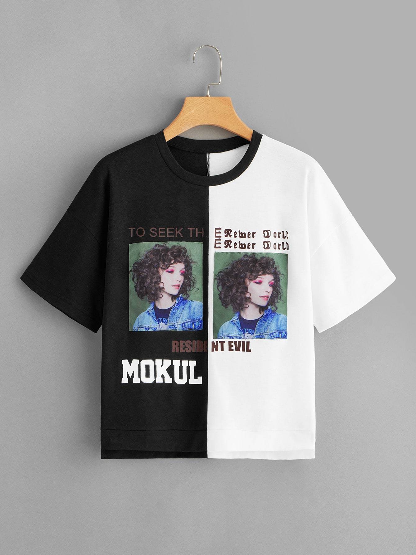 Figure Graphic Spliced Tee