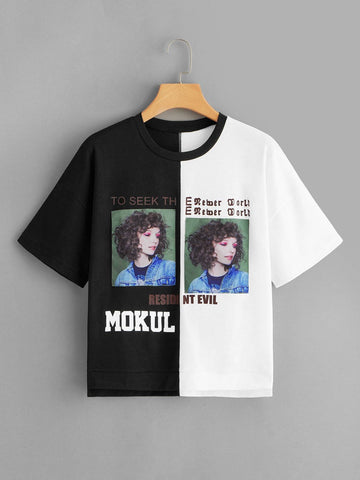 Figure Graphic Spliced Tee