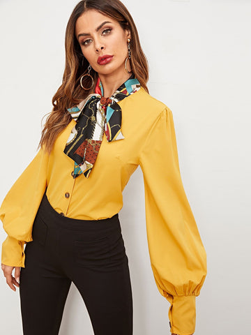Pussy Bow Puff Sleeve Blouse