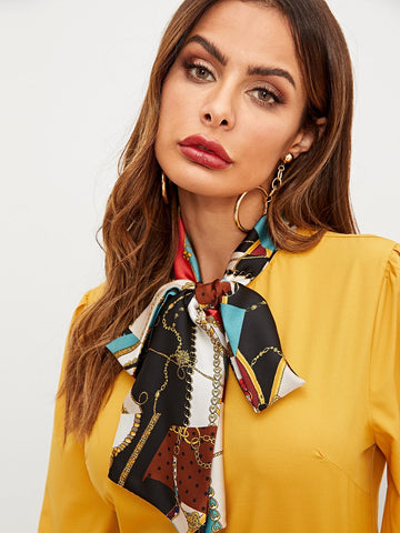 Pussy Bow Puff Sleeve Blouse
