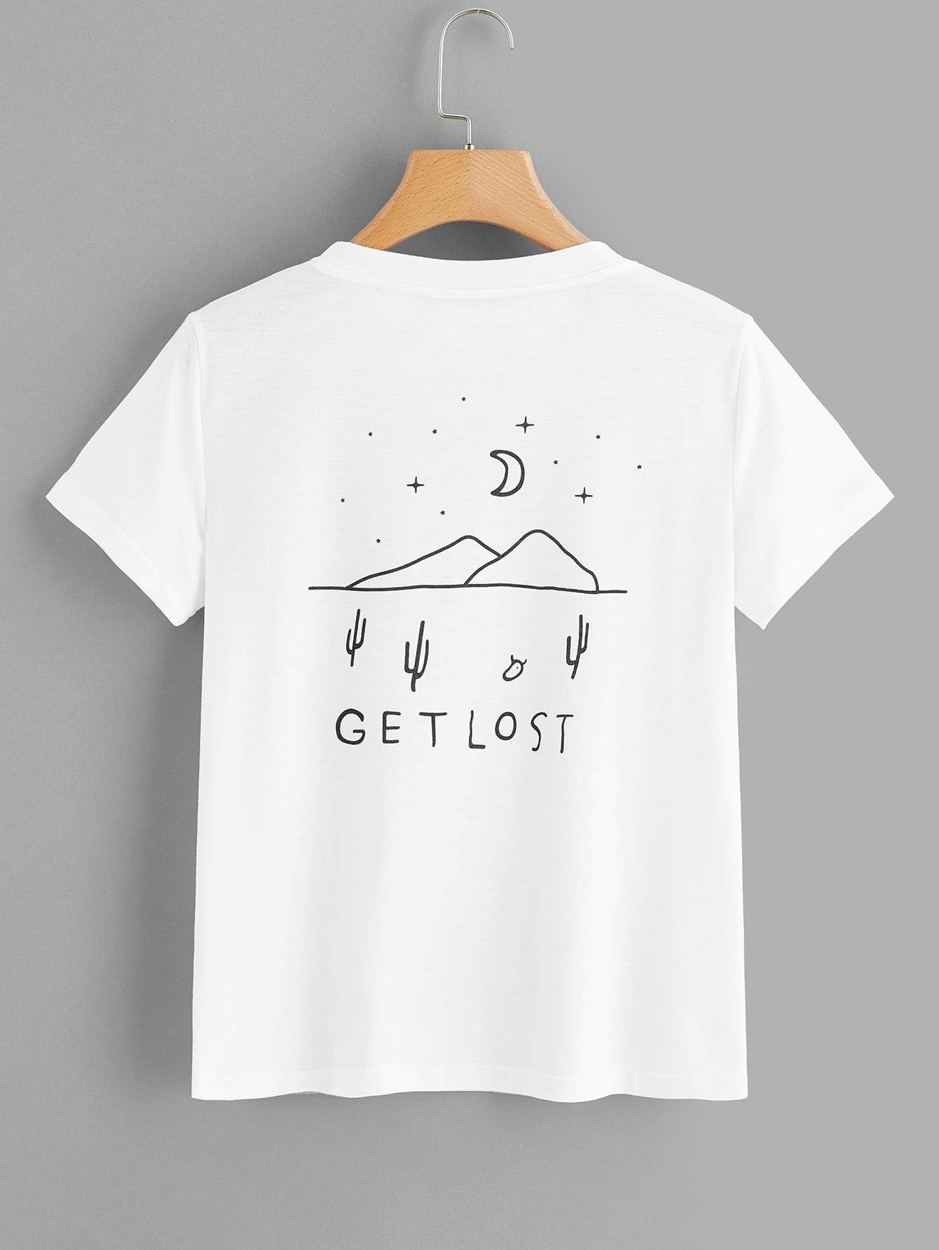 Letter And Mountain Print Tee