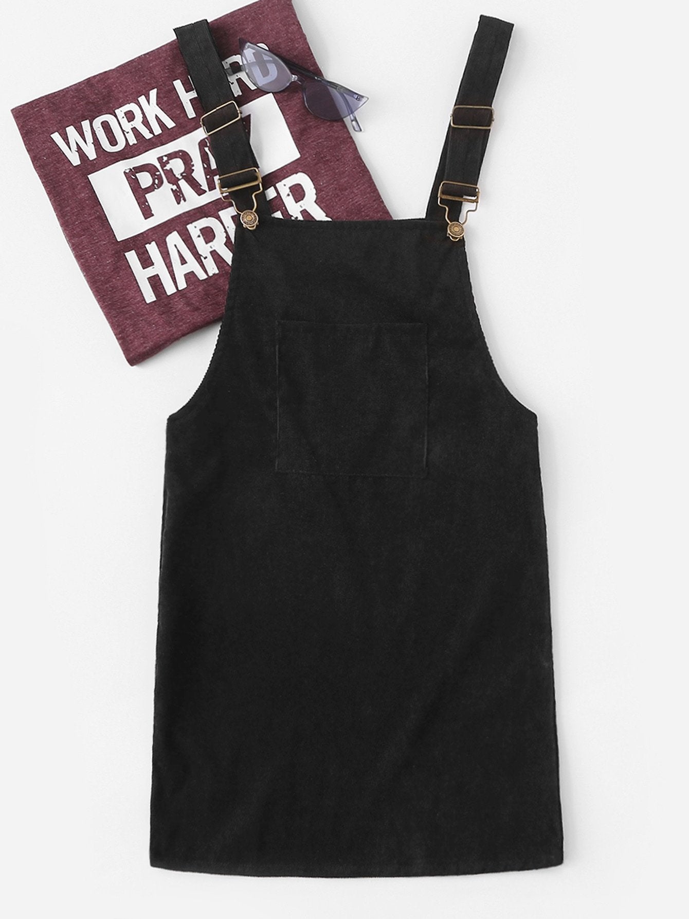 Pocket Front Corduroy Pinafore Dress