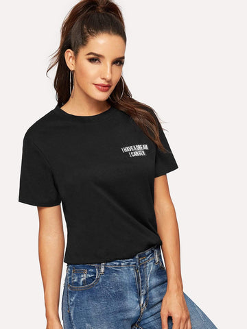Slogan & Wings Print Tee