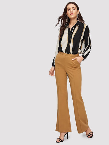 Colour Block Curved Hem Blouse