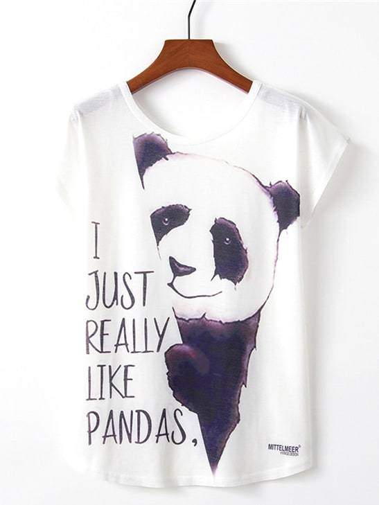 Letter And Panda Print Tee