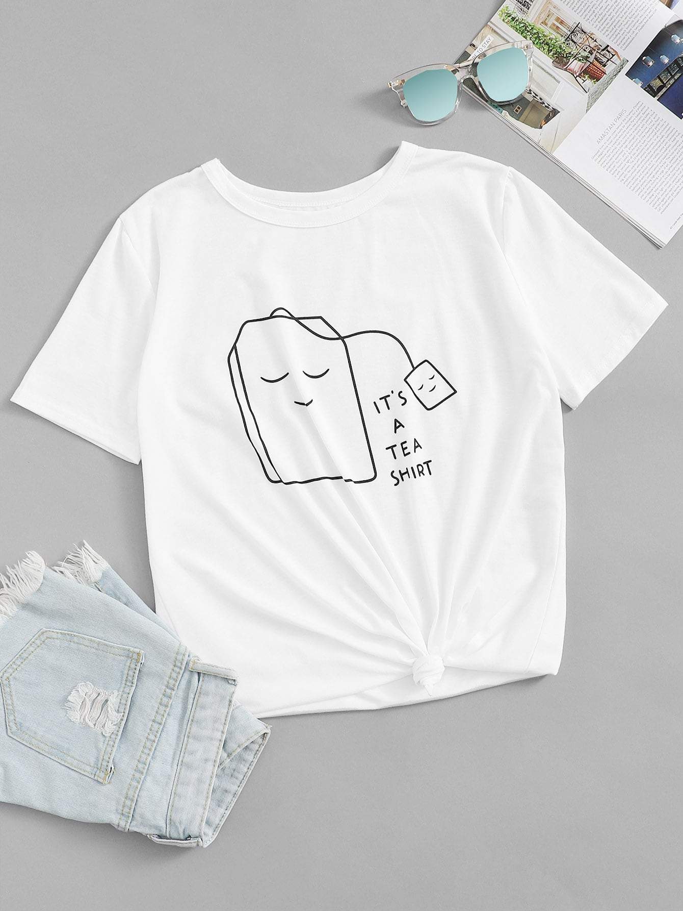 Letter And Cartoon Graphic Tee