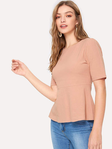 Button Through Peplum Top