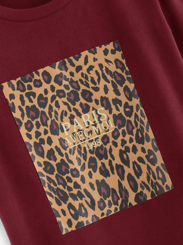 Leopard And Letter Print Tee