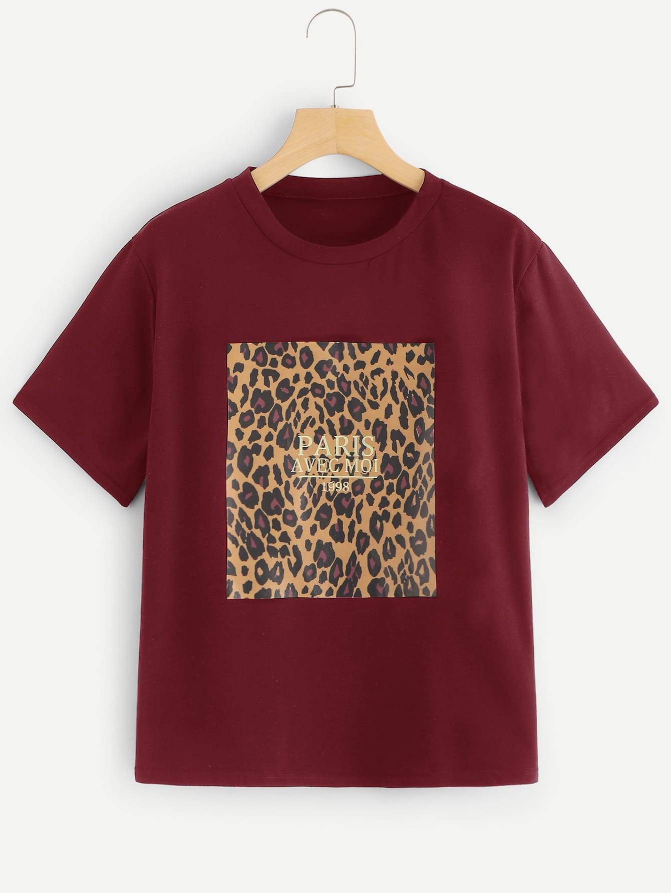 Leopard And Letter Print Tee