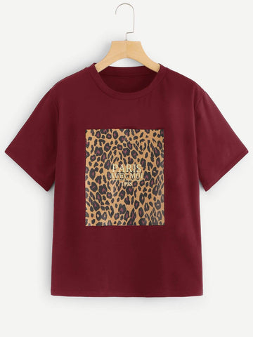 Leopard And Letter Print Tee