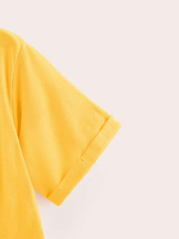 Letter Graphic Twist Hem Tee