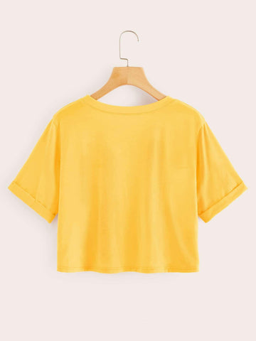 Letter Graphic Twist Hem Tee