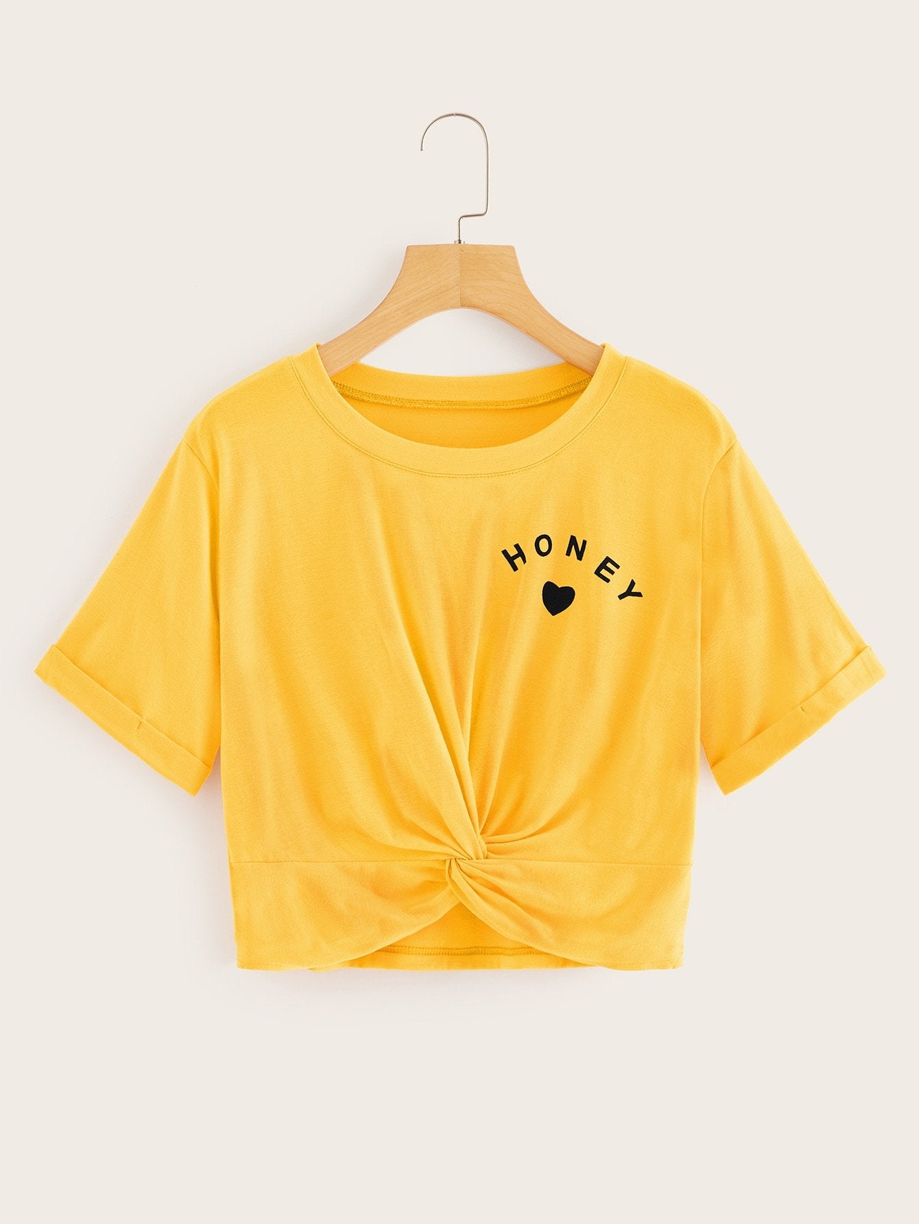 Letter Graphic Twist Hem Tee