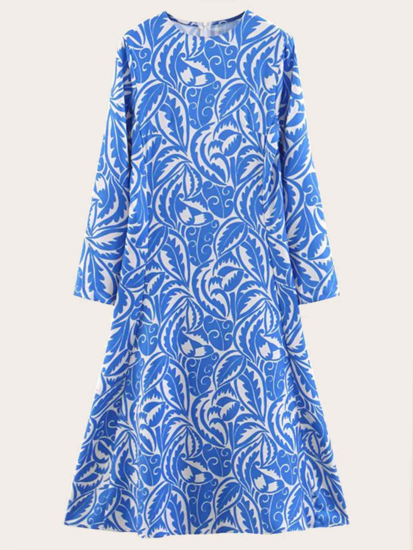 Leaf All Over Printed Dress