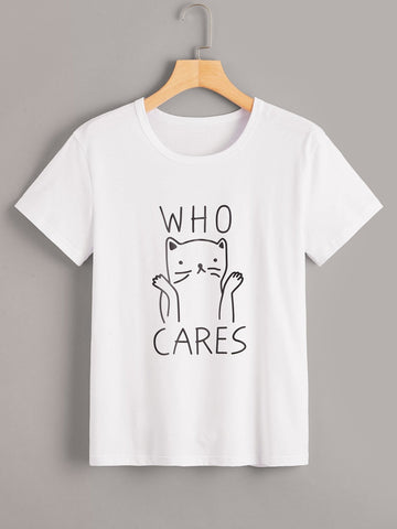 Letter And Cartoon Print Tee