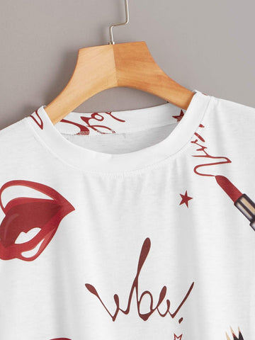 Lip And Lipstick Print Tee