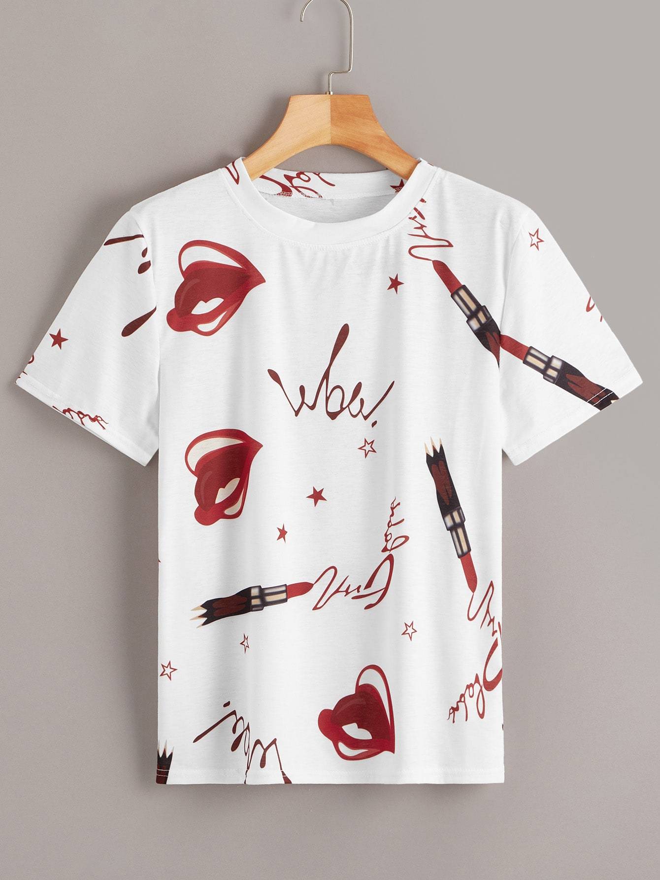 Lip And Lipstick Print Tee